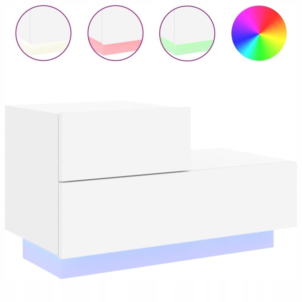 Szafka Nocna Z Oświetleniem Led Vidaxl 70X36X40,5 Cm Biała