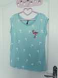 miętowy t-shirt w palmy flaming Sinsay M