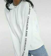 Calvin Klein CK biała logowana oryginalna bluza oversize