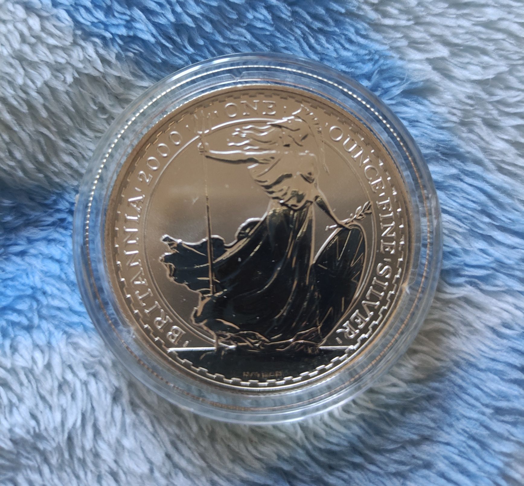 Moeda 2 libras Grã-Bretanha Britania 2000 1Oz fine silver proof