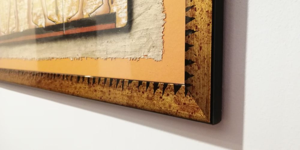 Papirus z Egiptu oszklony w pięknej ramie, obraz