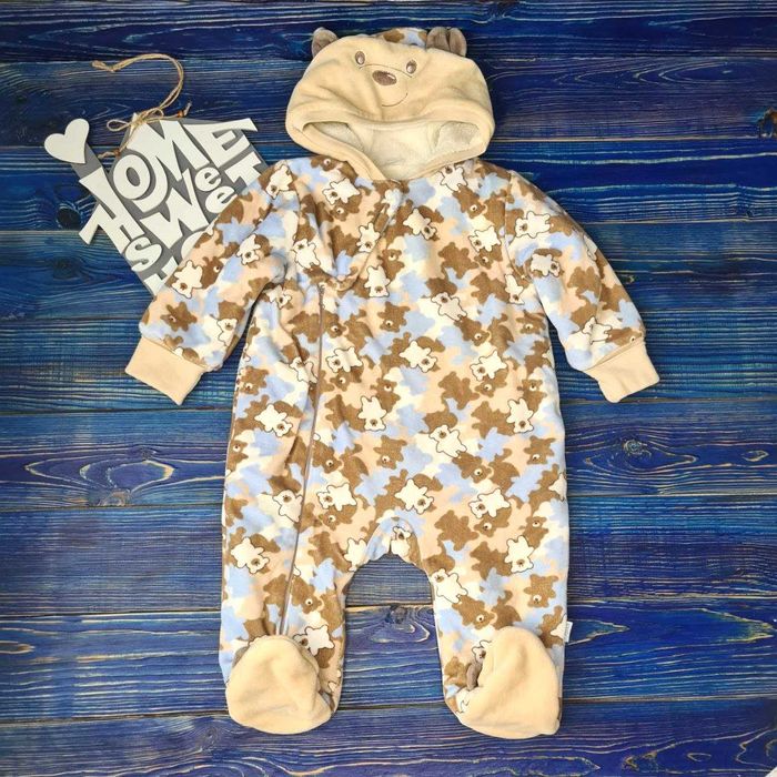 Теплий комбінезон чоловічок з капюшоном на 6-9 місяців бу