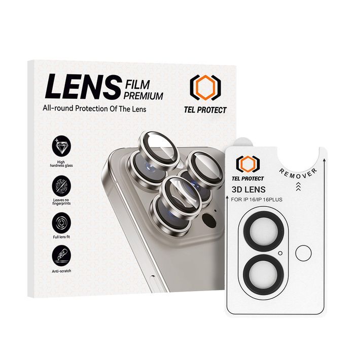 Hartowane szkło Tel Protect 3D Lens Iphone 16/16 Plus czarne (2 szt)