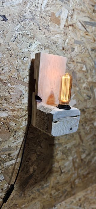 Lampa kinkiet lampka z drewna loft