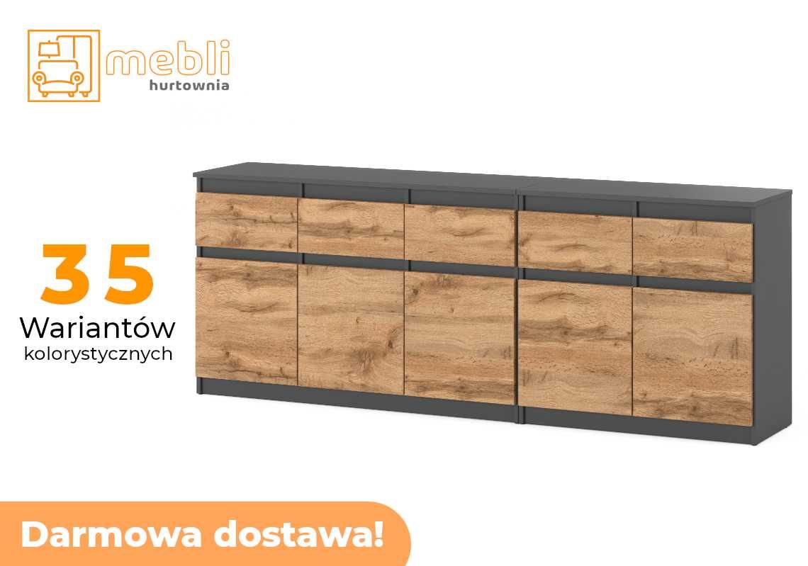 HURTOWNIA-MEBLI Komoda Oleksa 200cm Darmowa Dostawa Szary Dab wotan