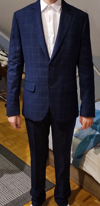 Garnitur Lassar młodzieżowy r.170 granat w kratkę