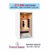 Sauna Saulo infrared sauna -511€ Discount Sauna entrega imediata Mergulho Salgado Piscinas e Spas