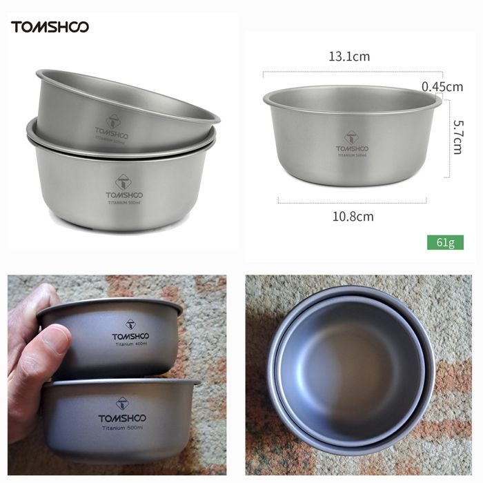 Новинка! Двошарові та одношарові титанові миски 300, 450, 500, 800мл