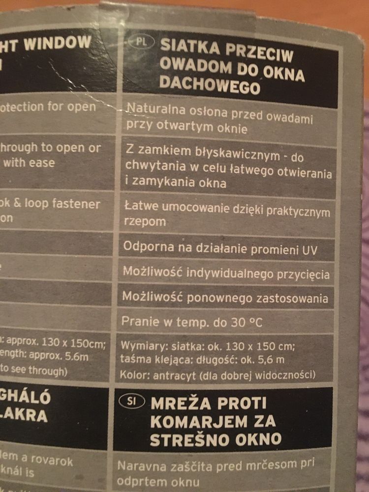 Powerfix moskitiera siatka przeciw owadom do okna dachowego 130x150