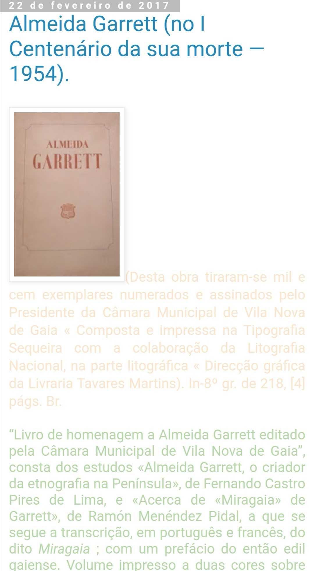 Livro colecção Almeida Garrett