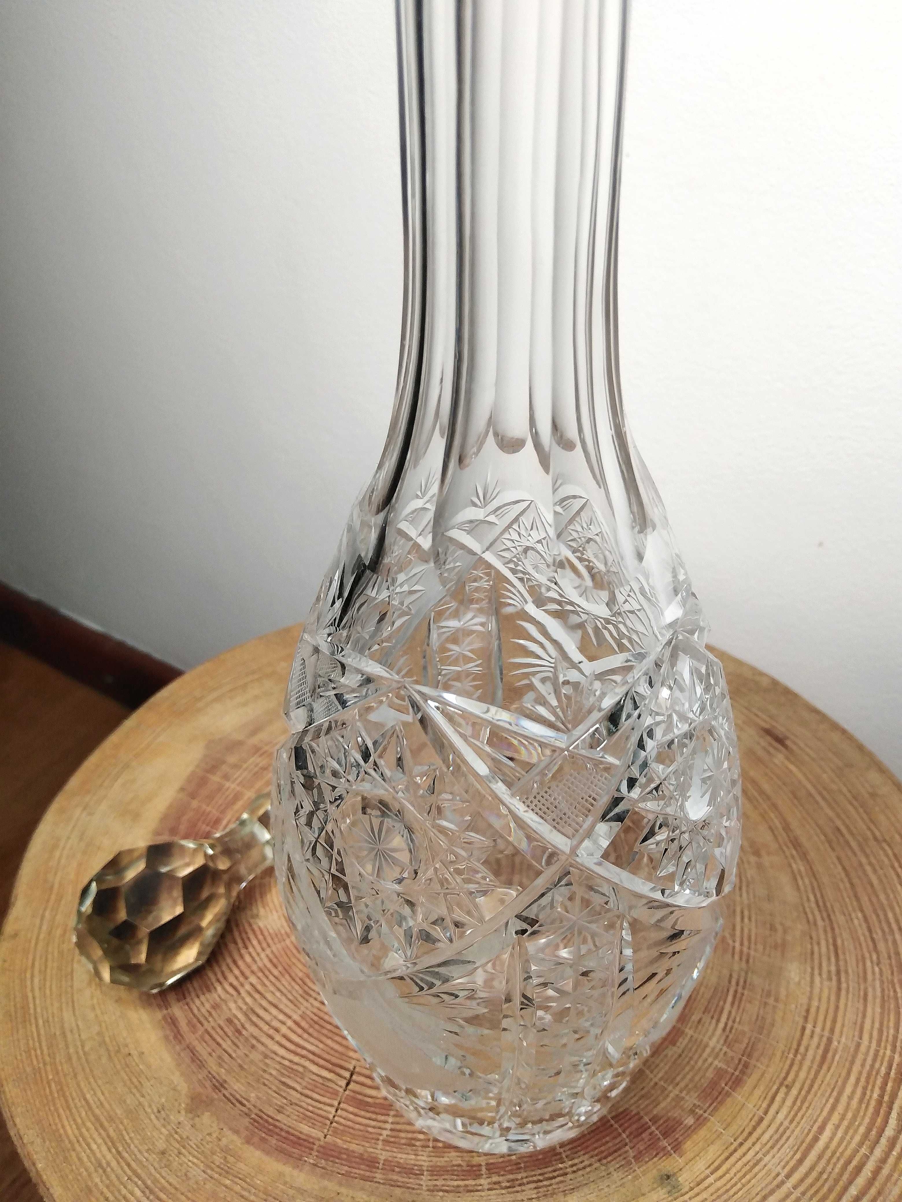 Duża karafka kryształ butelka PRL  szkło kryształowe vintage retro