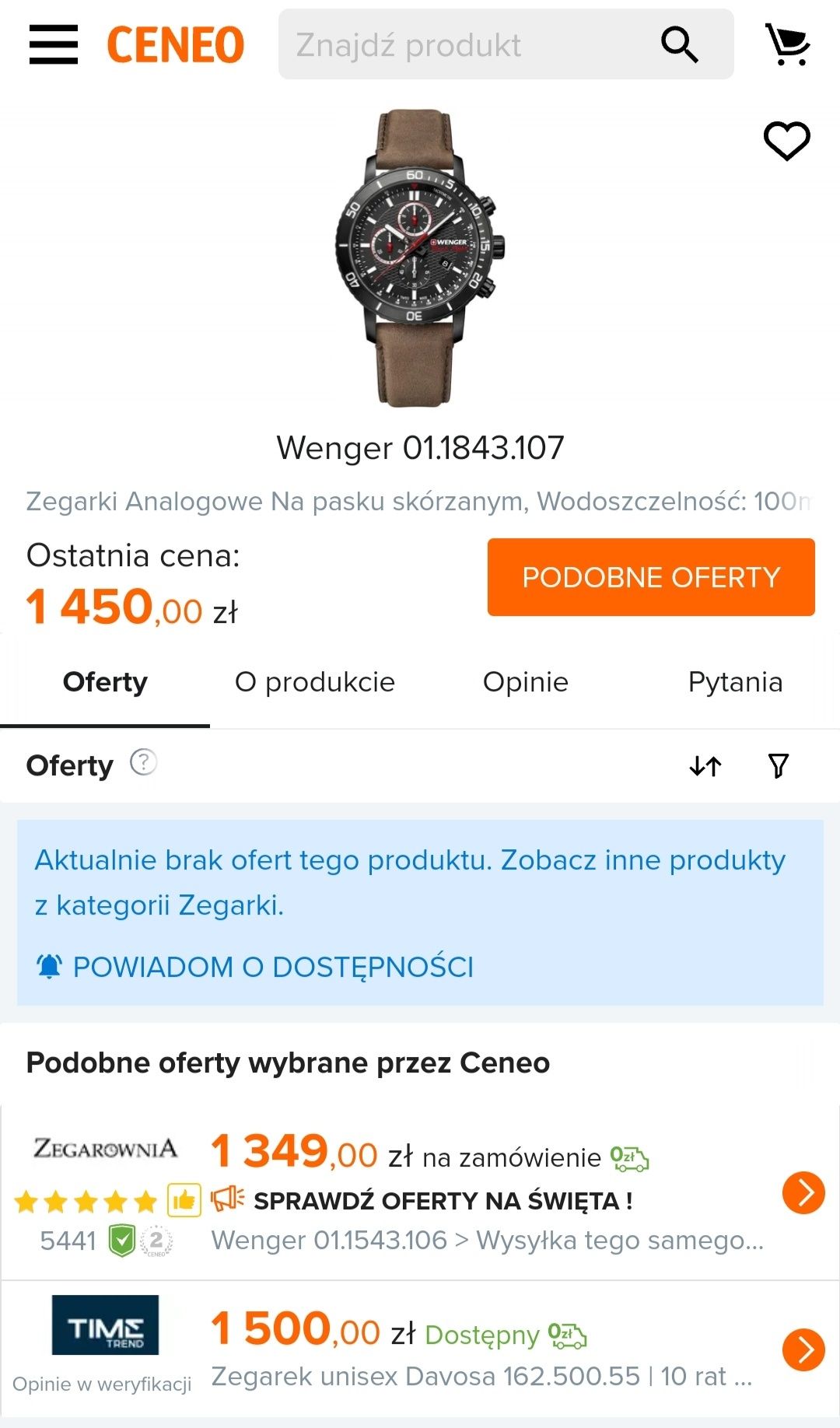 Zegarek Wenger 01.1843.107 okazja