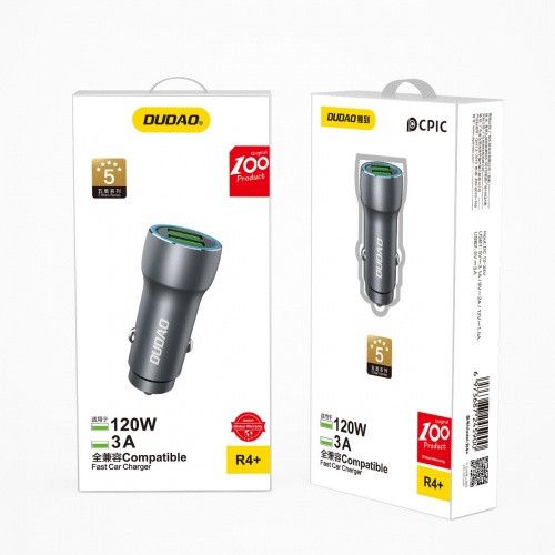 Ładowarka Samochodowa Dudao R4+ 2xUSB-A 120W 3A Grey