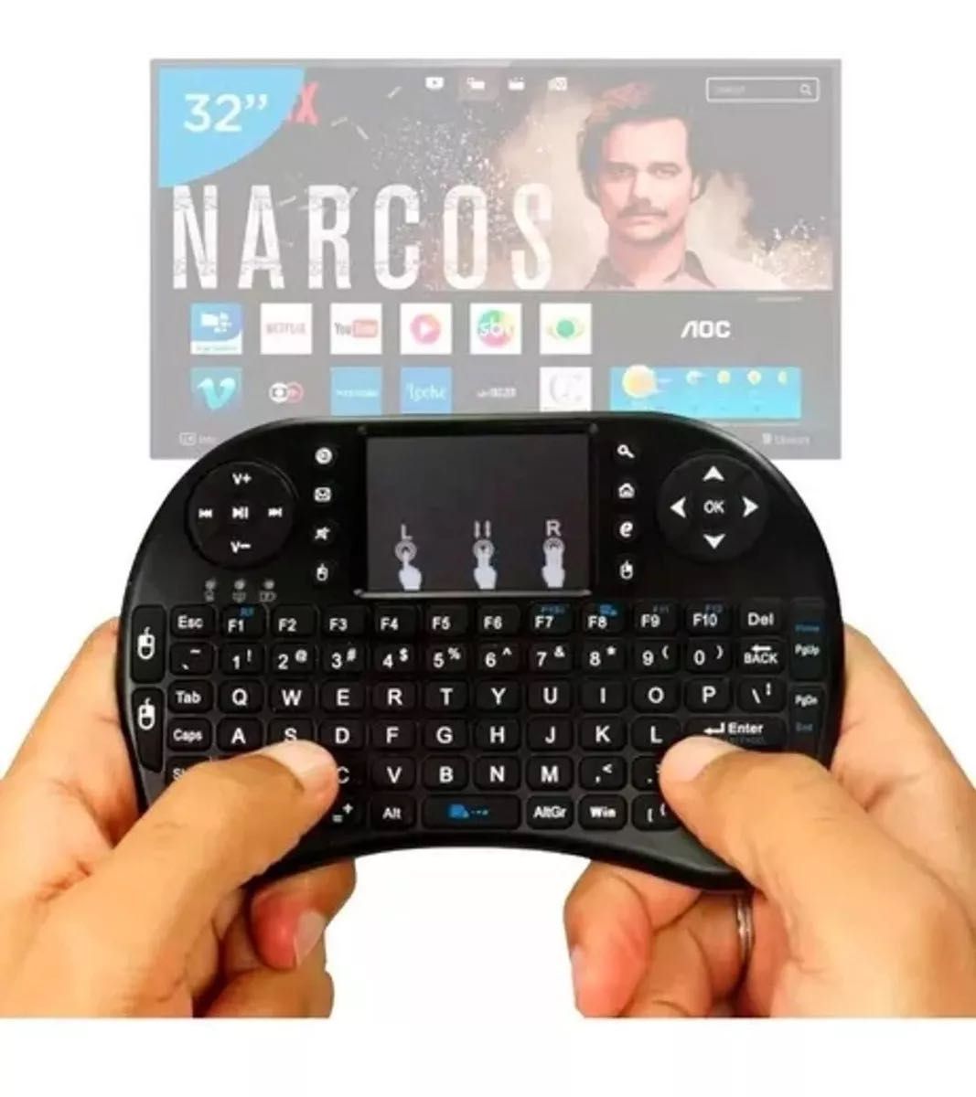Mini Teclado c/rato Sem Fio Universal Até 10m Touch Cor Preto