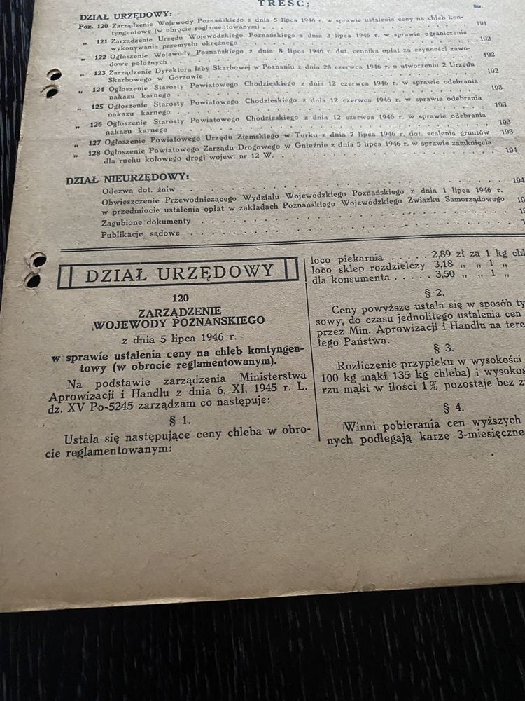Stare gazety  oryginał  Poznański Dziennik Wojewódzki  z 1946 roku