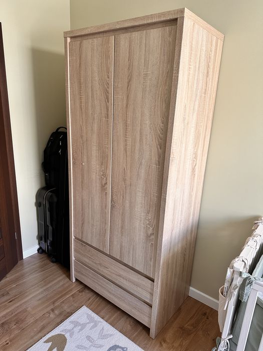 Szafa dwudrzwiowa Kaspian 90 cm z szufladami dąb sonoma