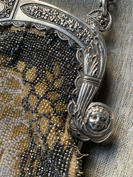 Torebka staroć okucia srebro