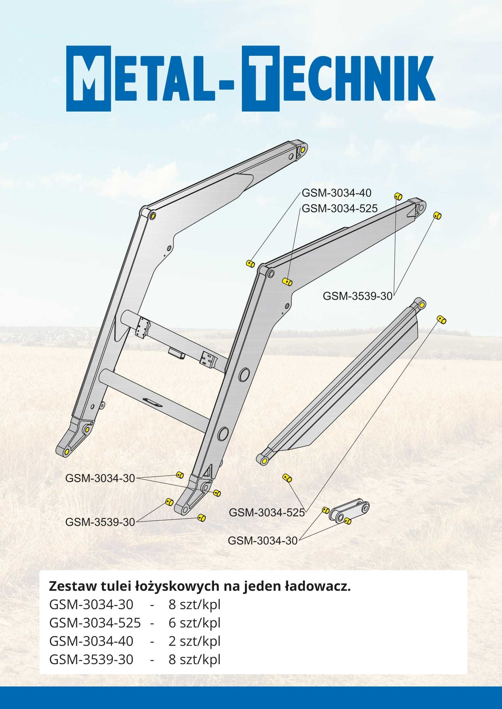 Zestaw naprawczy MT02 GSM-3034 tuleje do ładowacza czołowego iglidur G