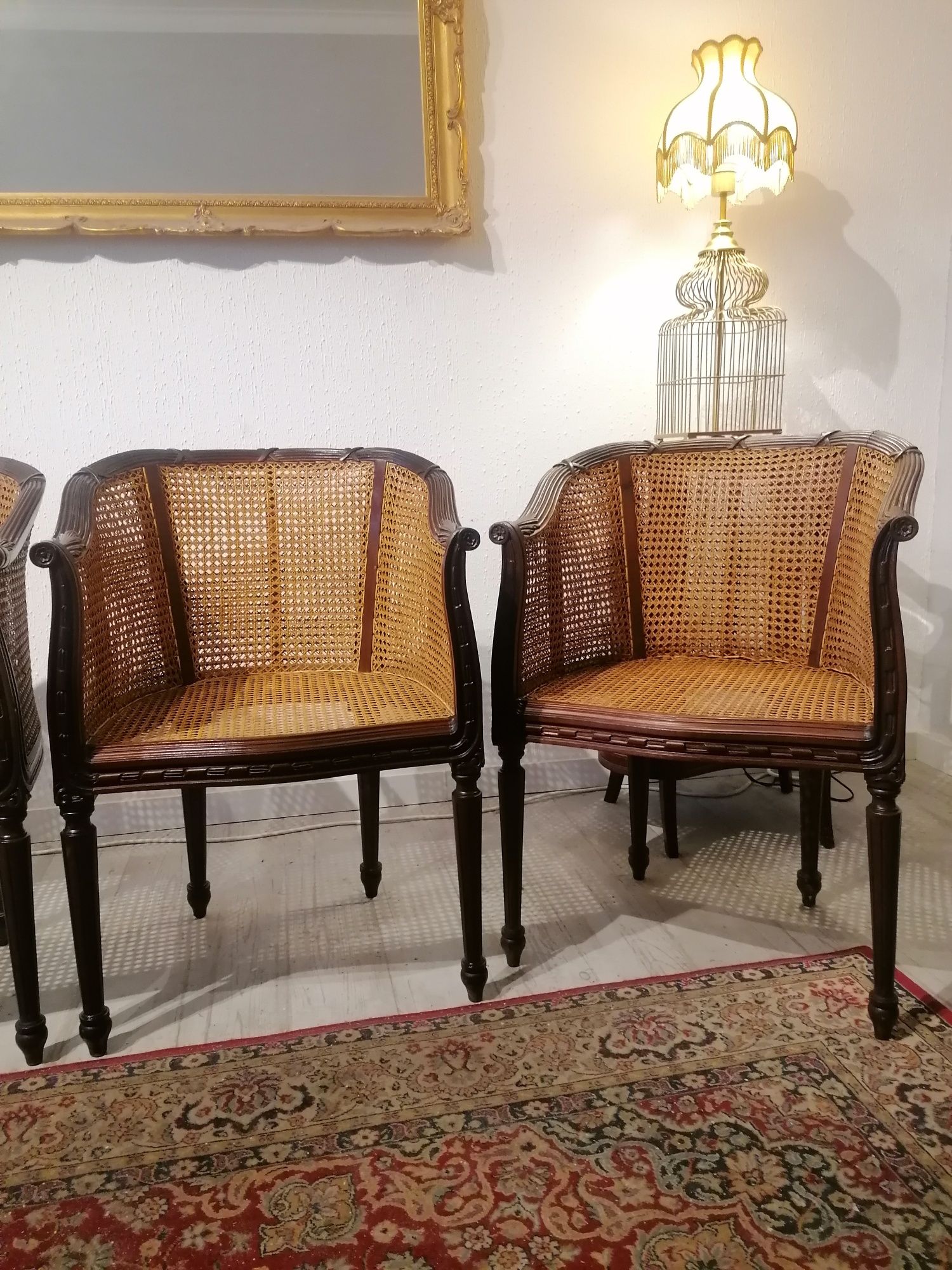 4 quatro Cadeirões (ou Bergeres Poltronas Cadeiras) Luís XVI. Palhinha