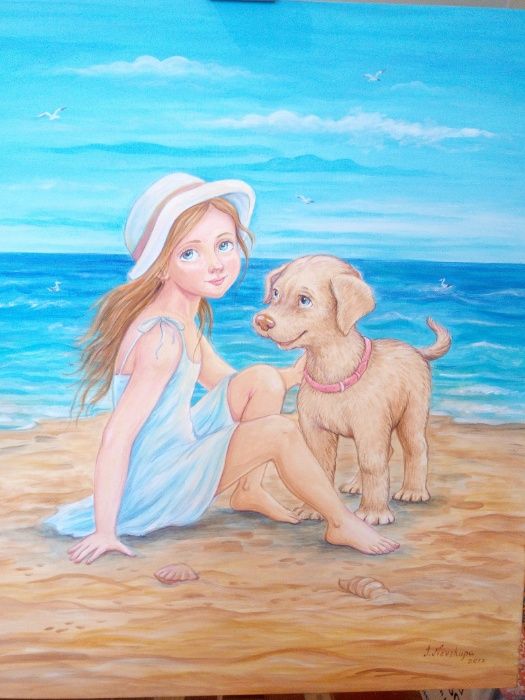 картина "Девочка с собакой"