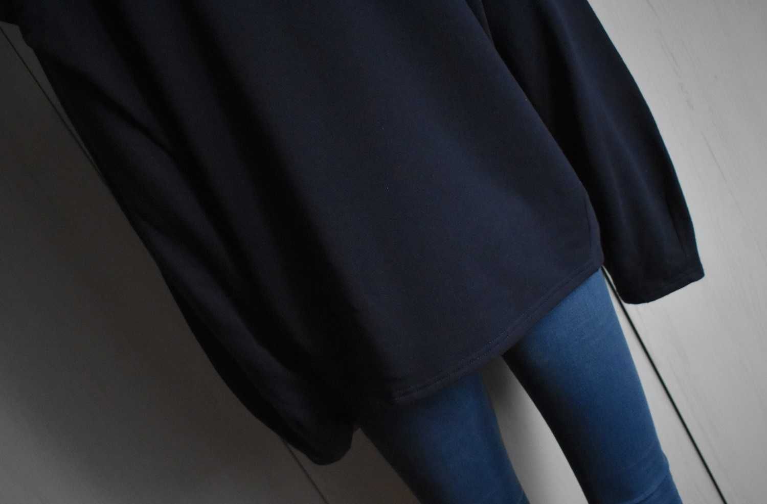 Bluza 4XL 5XL 48 bawełniana bufki prosta granatowa bawełna damska