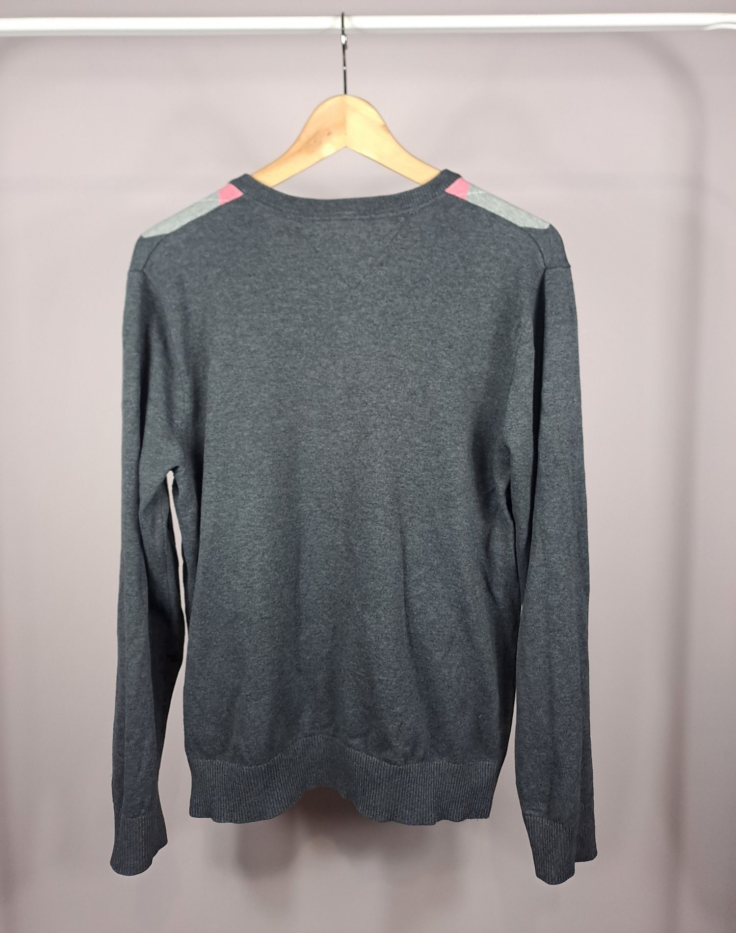 Tommy Hilfiger elegancki męski sweter w romby bawełna 100% r.M