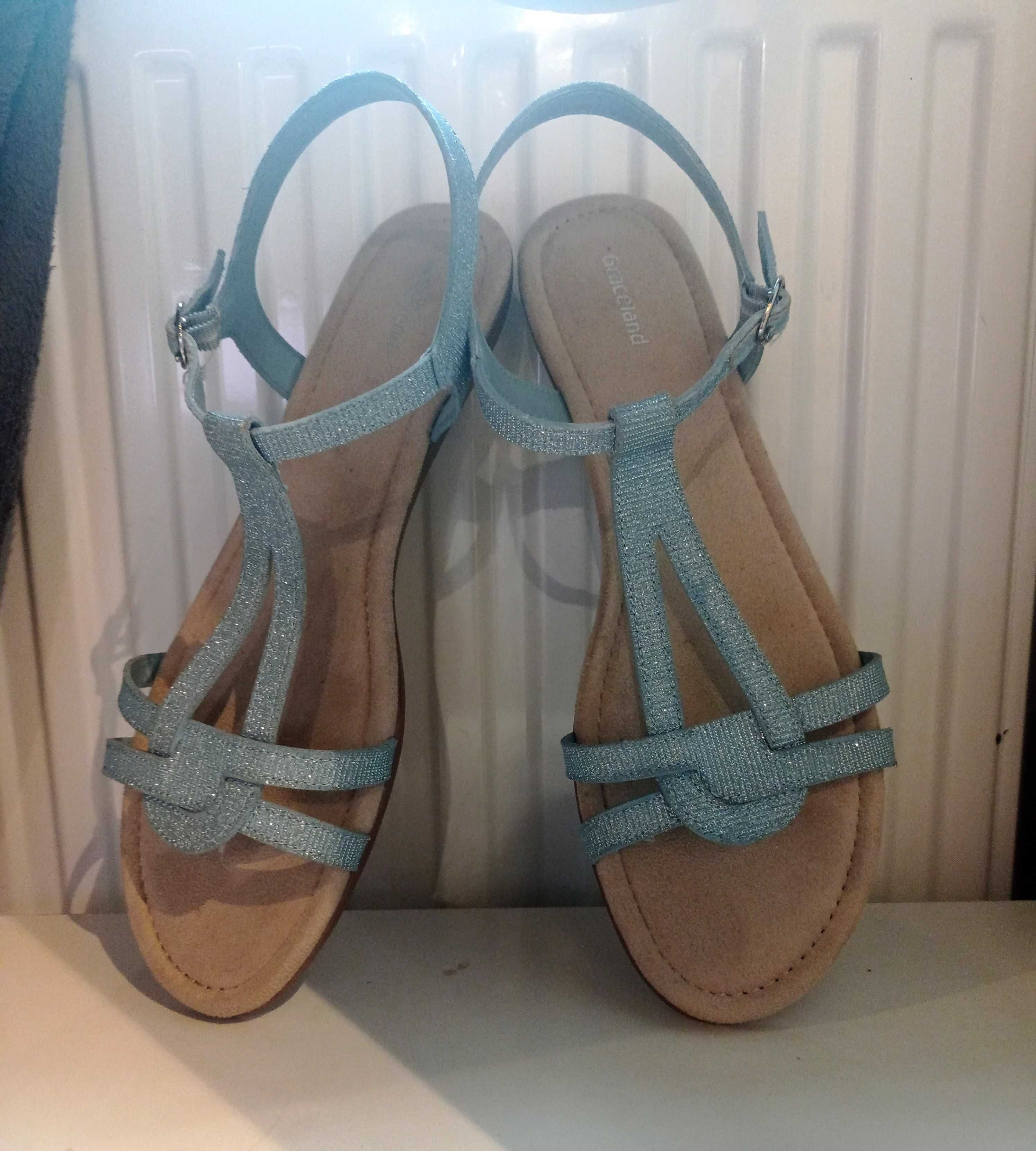 Eleganckie niebieskie sandały rozm.42 NOWE