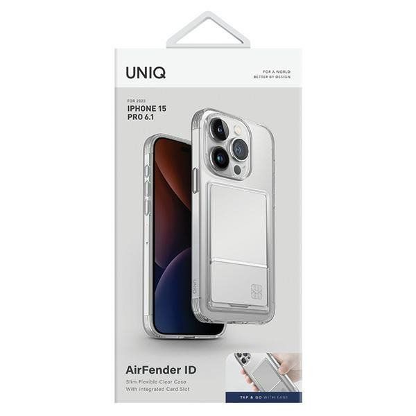 Uniq Etui Air Fender Id Iphone 15 Pro 6.1 Nude Transparent Cardslot