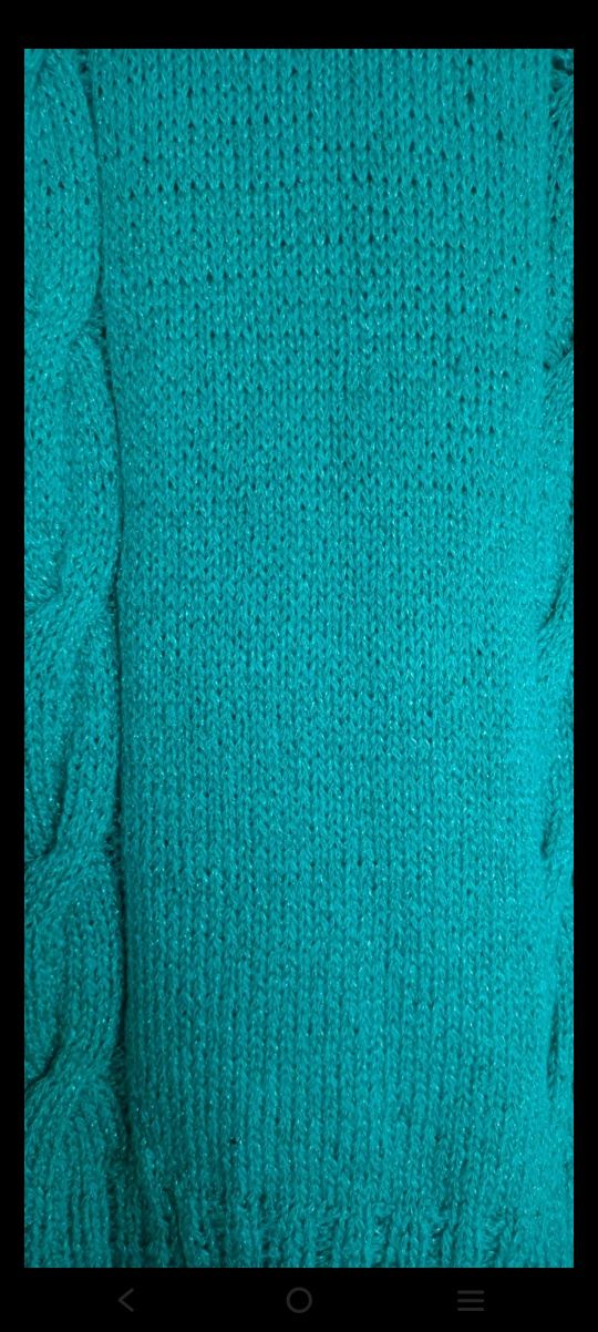 Jak nowy sweter sweterek warkocz z błyszczącą nitką handmade r.xxl 44
