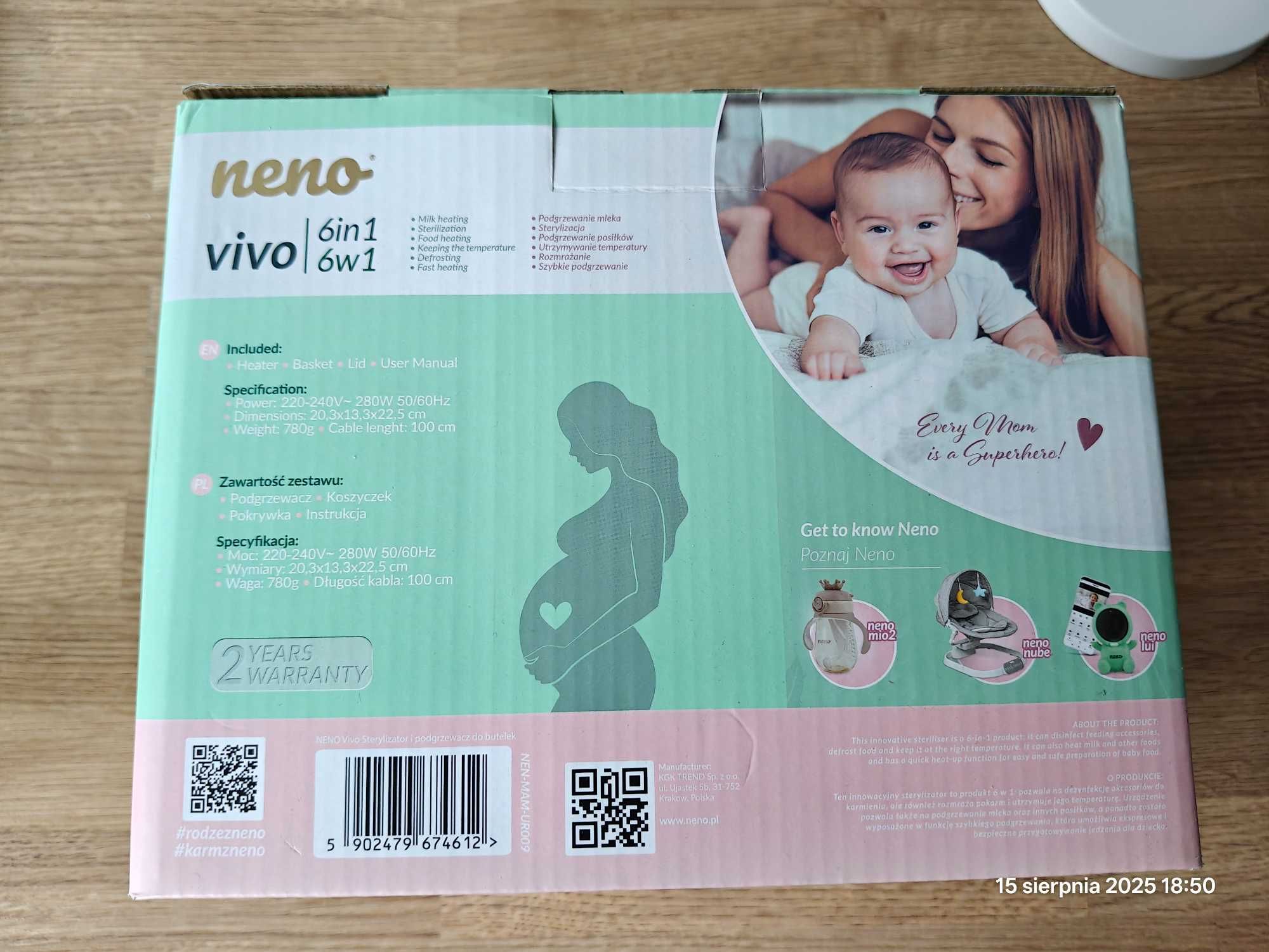 Podgrzewacz do butelek Neno Vivo 6w1 Sterylizator Rozmrażacz