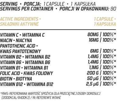 Evolite Vitamin B Complex 90kaps Witaminy z Grupy B Wsparcie Umysłu