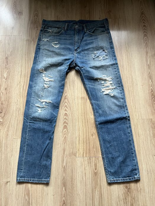 Spodnie jeansowe jeansy z przetarciami Levis 522 W36 L32 drip uk drill