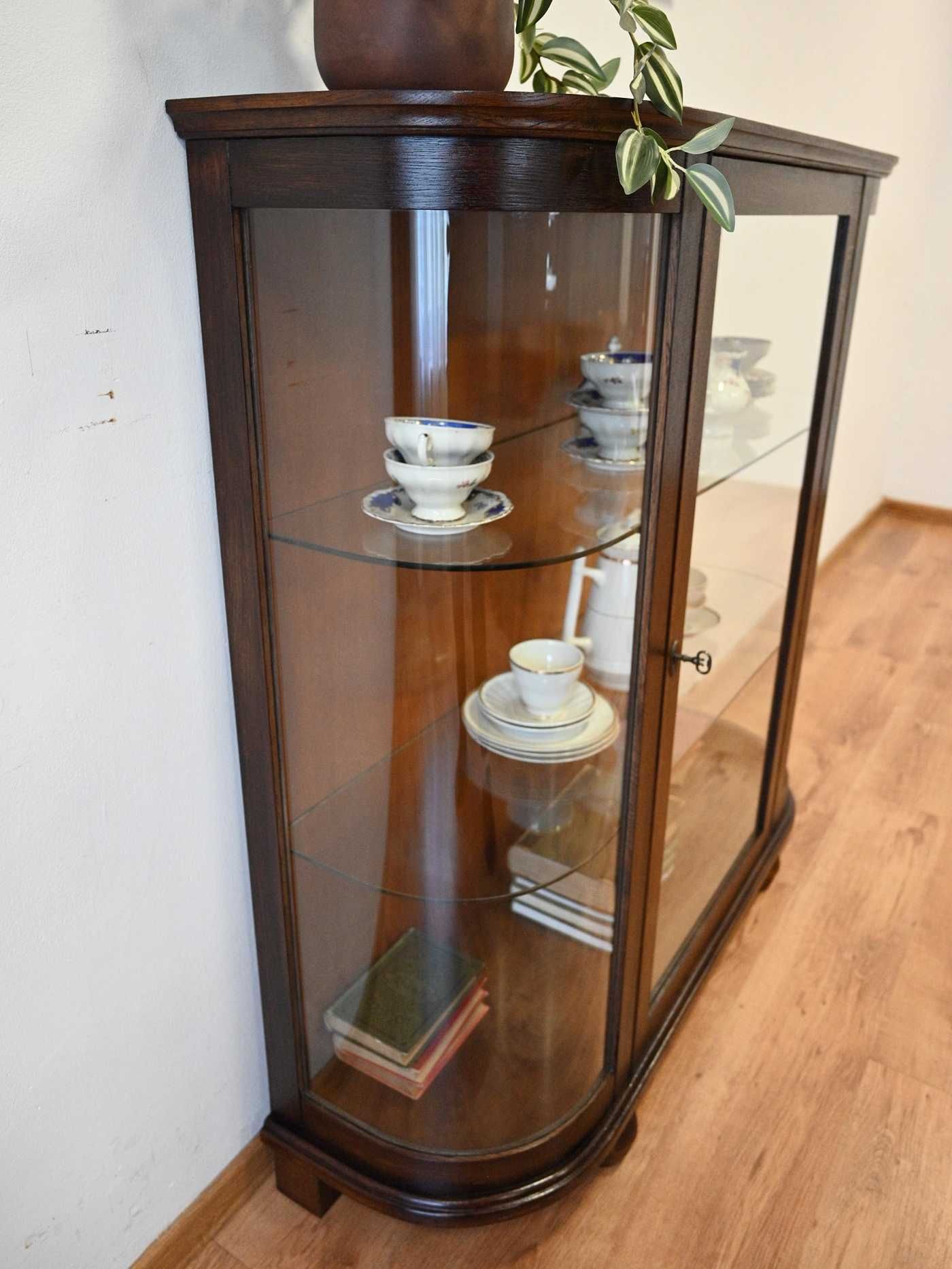 retro serwantka przeszklone boki półki szkło 062503