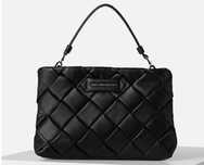 Karl Lagerfeld Kushion Braid Clutch faux leather czarna torebka NOWA