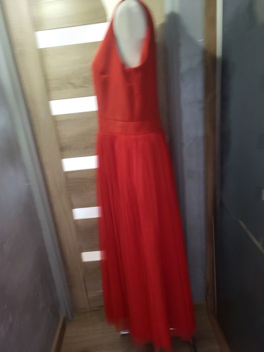 Długa czerwona sukienka 46 tiul wesele bal