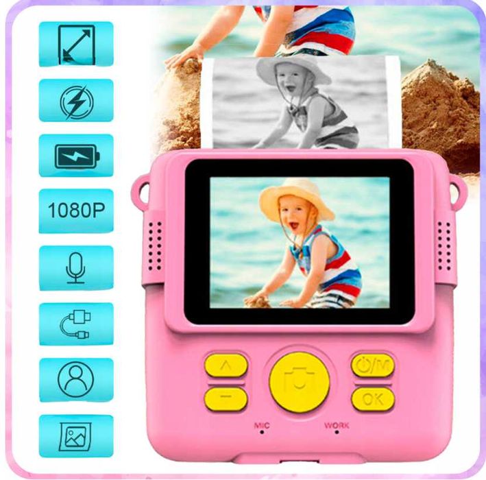 Aparat Fotograficzny Dla Dzieci Cyfrowy Z Drukarką + Wkłady WYPRZEDAŻ