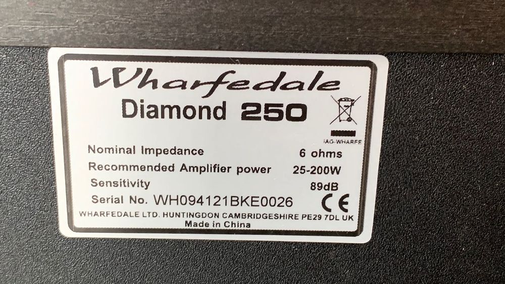 WHARFEDALE Diamond 250 - kolumny podłogowe STEREO czarne PARA - OKAZJA