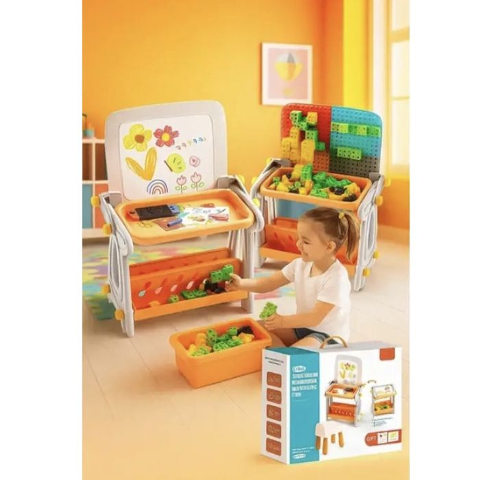 Дитячий стіл трансформер 4в1 для розвитку ігор та малювання