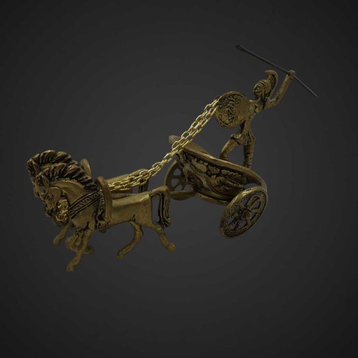 Figurka – Rzymski rydwan z woźnicą i końmi, mosiądz odlew b5/080971