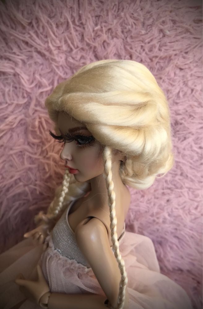 Peruka wig dla lalki BJD 1/4 blond Elsa 3