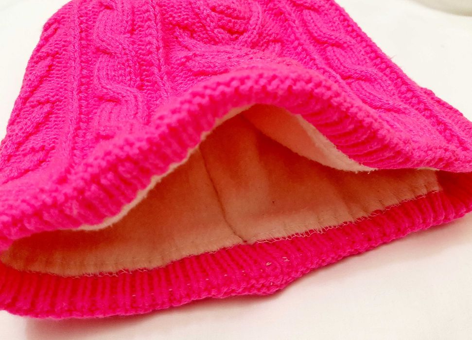 Тепла шапка зима/демі рожева, підкладка фліс, на дівчинку 4-10 років