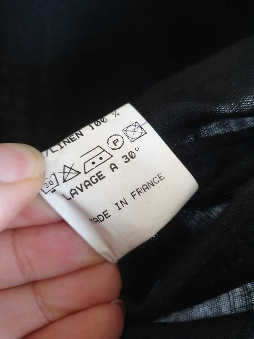 Czarna lniana sukienka Cinoche kopertowa midi francuska 100% len 38 40