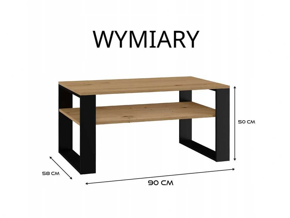 STOLIK KAWOWY ŁAWA z półką loft dąb artisan czarny nowy meble stół