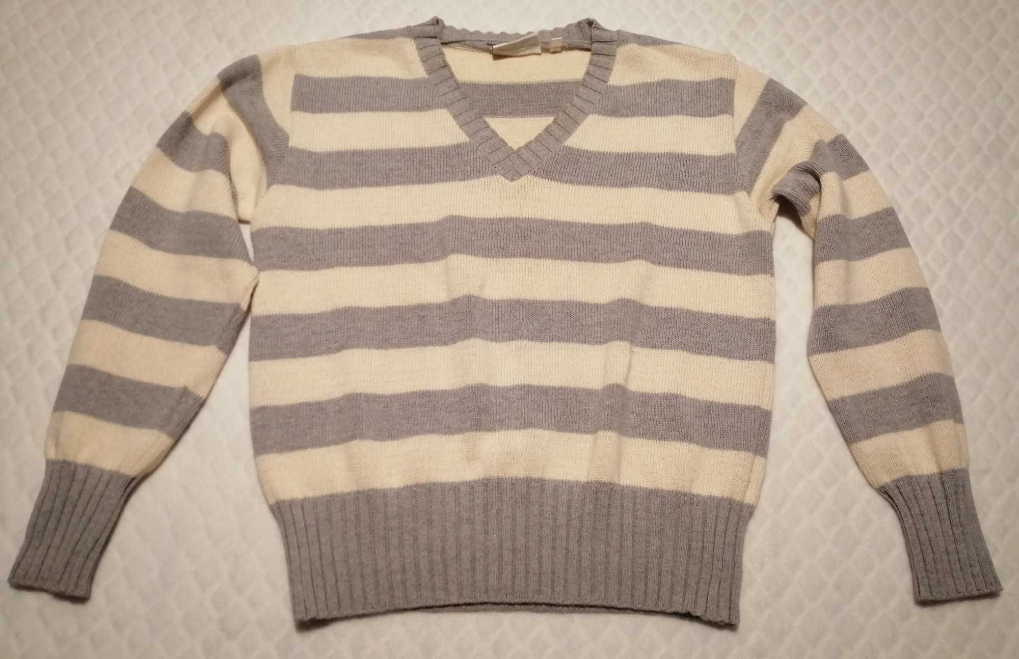Sweter damski, C&A, M, paski, kremowo-szary (Odzież)