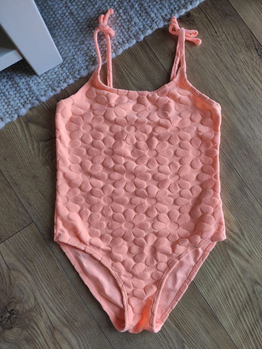 140cm, kostium kąpielowy jednoczęściowy frotte, strój w kwiatki