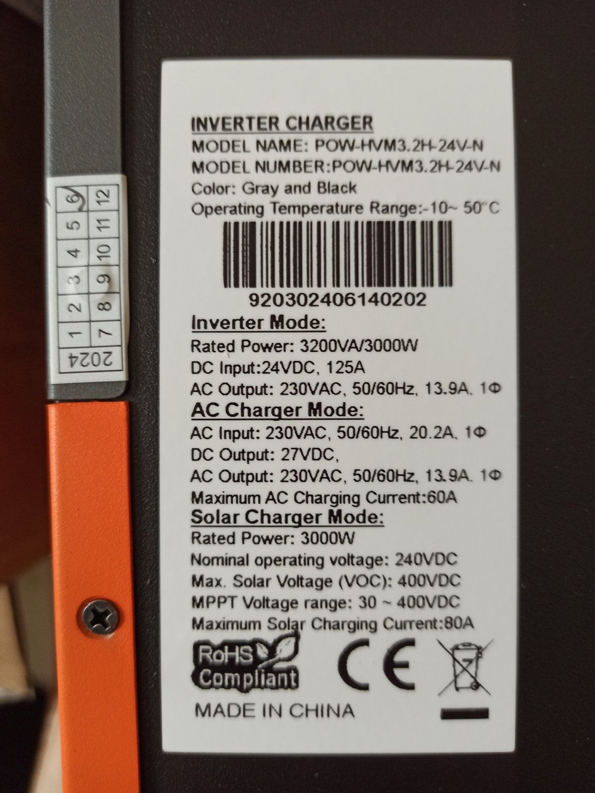 Инвектор  POW MR SOLAR -HVM3 24V