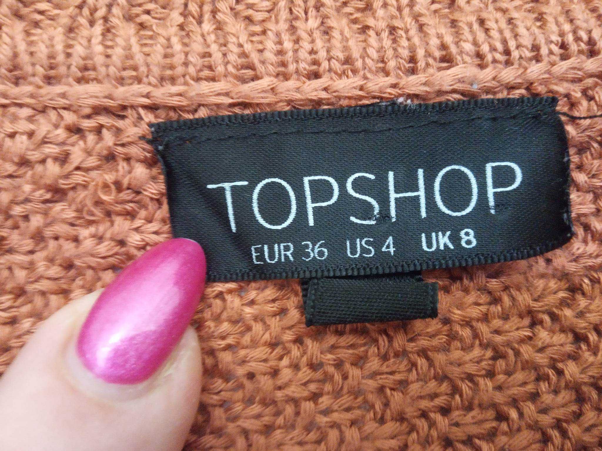 Kardigan blezer sweter damski w stylu folk frędzle - S - L -"Topshop".