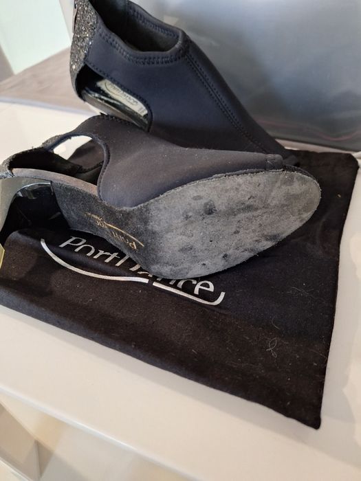 Sapatos de dança  pretos com brilhantes da Port dance  salto de 5 cm