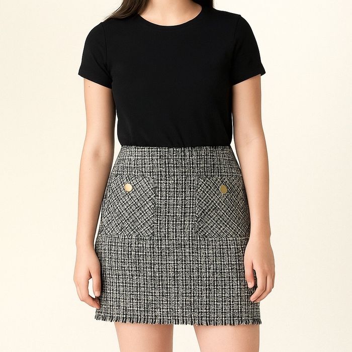 Спідниця твідова S-M сіра в клітинку твід гусяча лапка тепла осіння