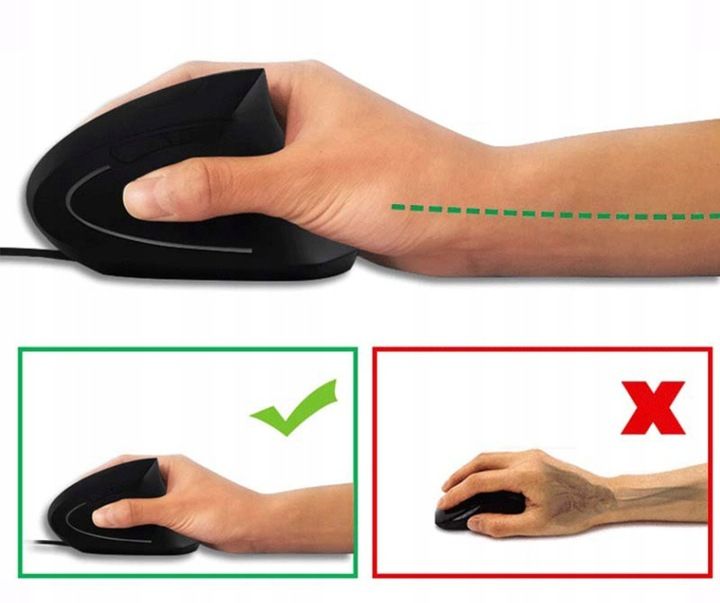 Mysz Bezprzewodowa Ergonomiczna Myszka Pionowa Wertykalna Cicha Komput